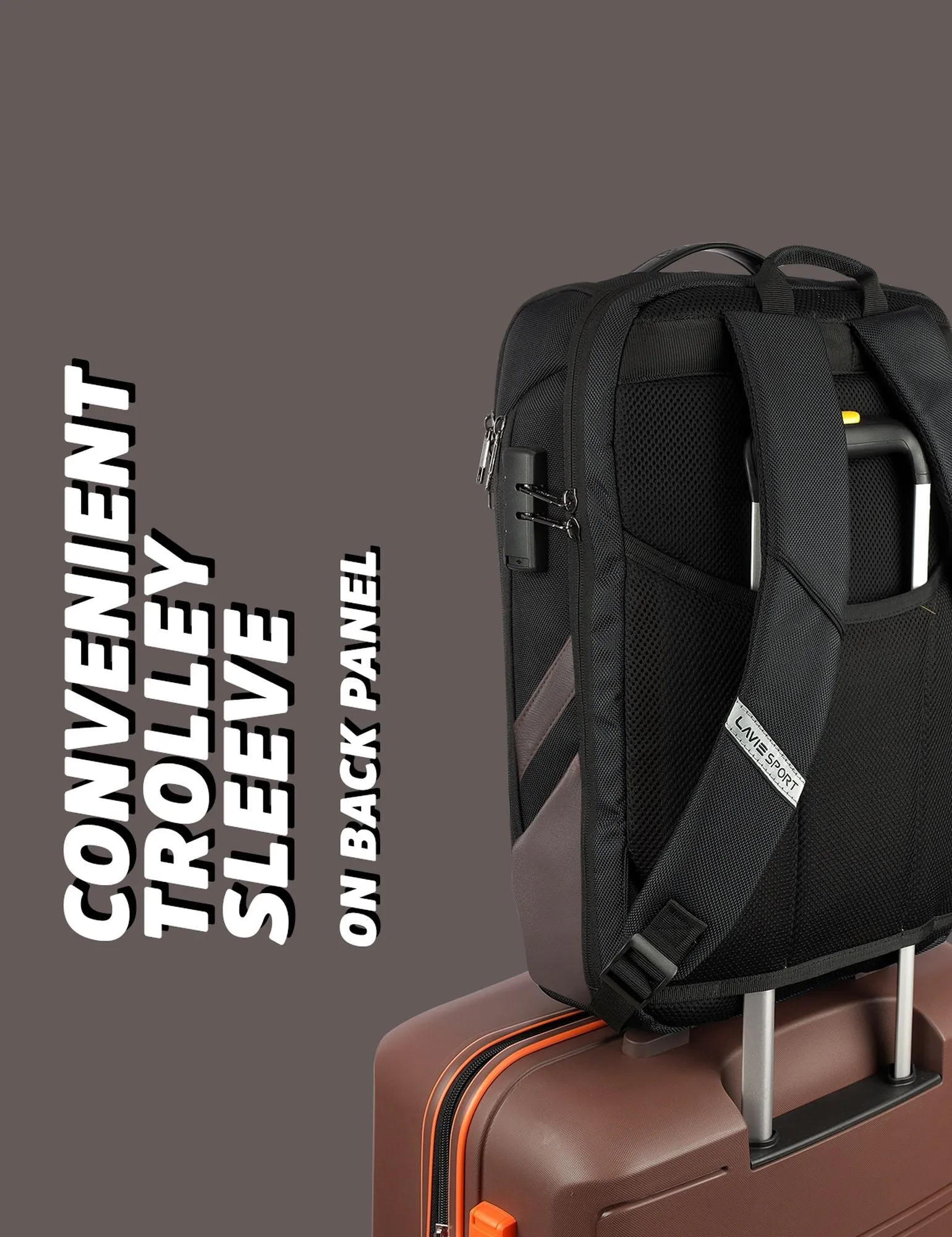 Lavie Sport Emperor 24L Anti-theft & Laptop Backpack For Men & Women - Navy Brown