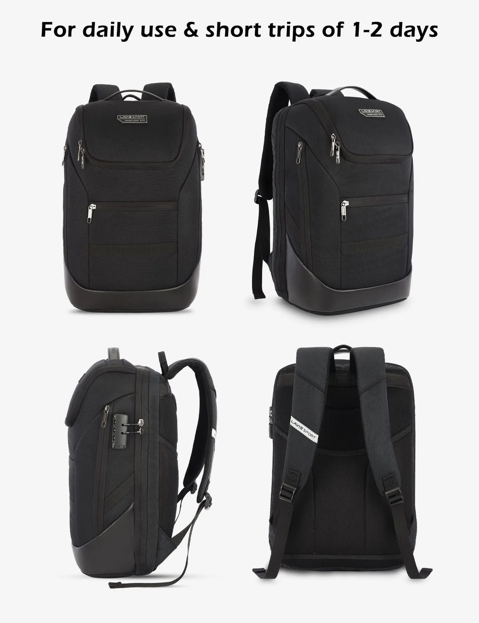 Lavie Sport Emperor 24L Anti-theft & Laptop Backpack For Men & Women - Navy Brown