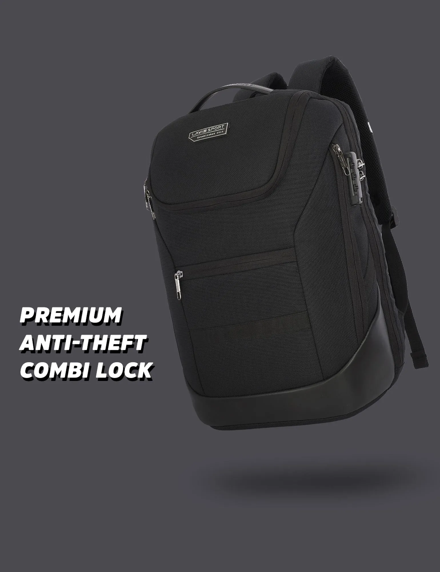 Lavie Sport Emperor 24L Anti-theft & Laptop Backpack For Men & Women - Navy Brown