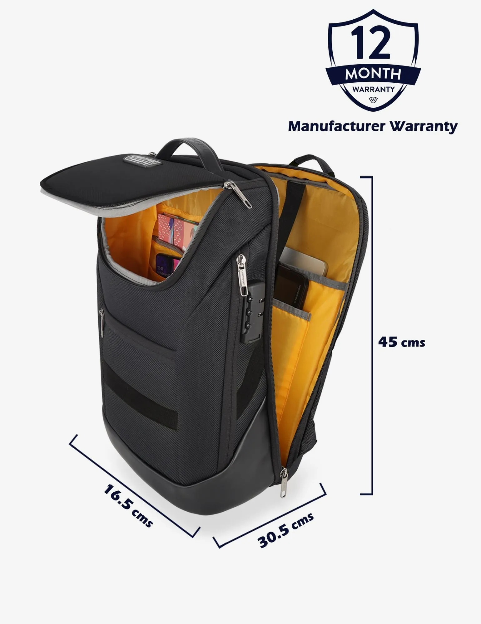 Lavie Sport Emperor 24L Anti-theft & Laptop Backpack For Men & Women - Navy Brown
