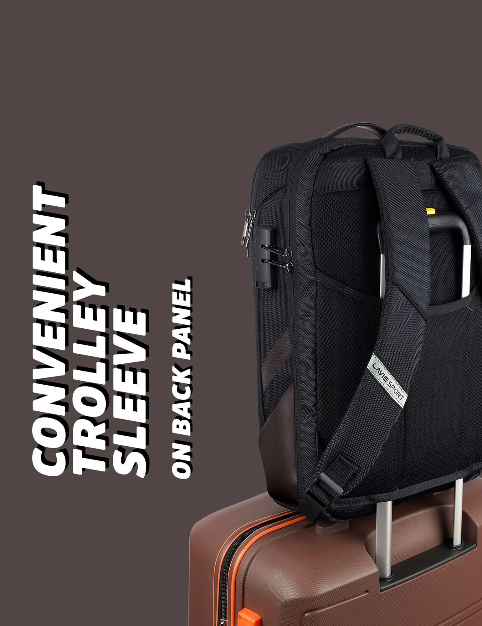 Lavie Sport Emperor 24L Anti-theft & Laptop Backpack For Men & Women - Navy Brown