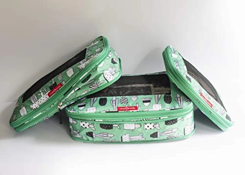 LeanTravel Compression Packing Cubes Luggage Organizers for Travel W/Double Zipper (6) Set (Green