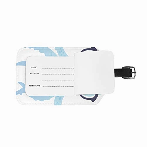 Leather Luggage Tag Octopus Wearing Glasses Baggage Tag Suitcase Label 1 Piece