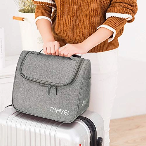 Lermende Toiletry Bag Large Cosmetic Makeup Travel Accessories Portable Hanging Organizer for Men & Women(Gray)