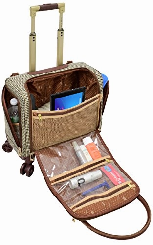 London Fog Cambridge Ii 15" 8 Wheel Under Seat Bag, Olive Houndstooth