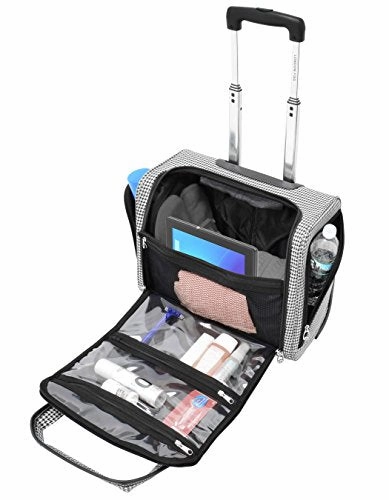 London Fog Cambridge Ultra-Lightweight 15inch 2-Wheel Under The Seat Bag, Black/White Houndstooth