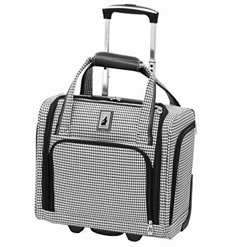 London Fog Cambridge Ultra-Lightweight 15inch 2-Wheel Under The Seat Bag, Black/White Houndstooth