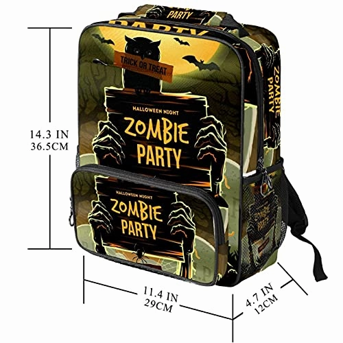 LORVIES Halloween Zombie Party School Bag for Student Bookbag Women Travel Backpack Casual Daypack Travel Hiking Camping