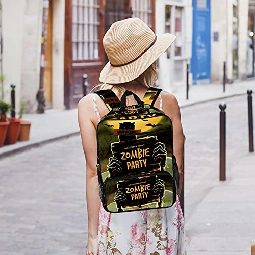 LORVIES Halloween Zombie Party School Bag for Student Bookbag Women Travel Backpack Casual Daypack Travel Hiking Camping