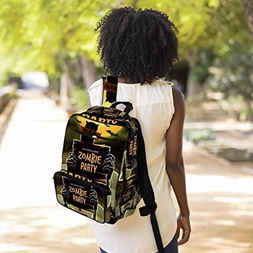 LORVIES Halloween Zombie Party School Bag for Student Bookbag Women Travel Backpack Casual Daypack Travel Hiking Camping