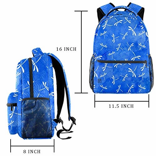 LORVIES Japanese Sashiko Pattern And Dragonflies Daily Bags Backpacks Sports Travel Shoulder Bags