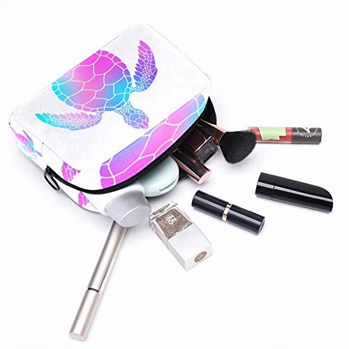 LORVIES Makeup Bag Toiletry Bag for Women Purple And Blue Sea Turtle Skincare Cosmetic Handy Pouch Zipper Handbag