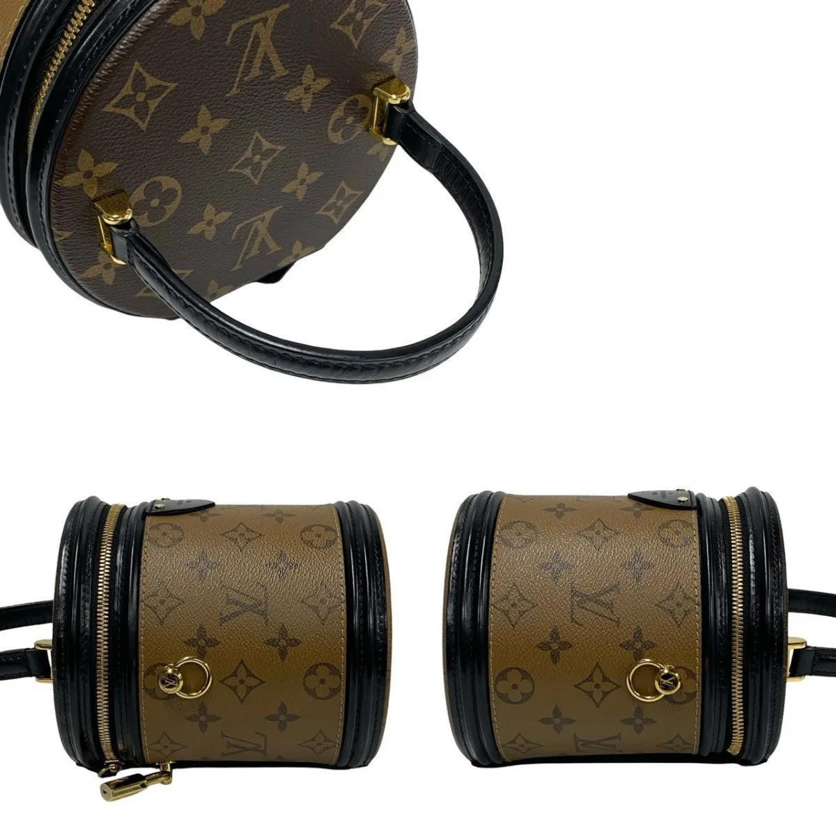 LOUIS VUITTON Shoulder Bag Leather, PVC Brown Monogram reverse Cannes Women Used