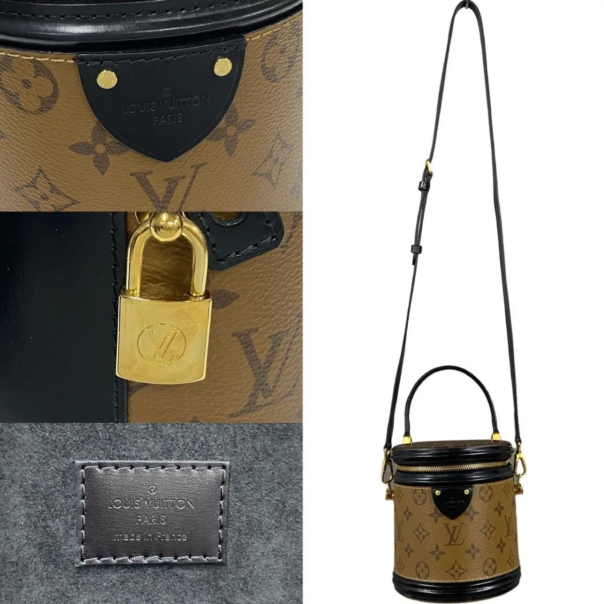 LOUIS VUITTON Shoulder Bag Leather, PVC Brown Monogram reverse Cannes Women Used