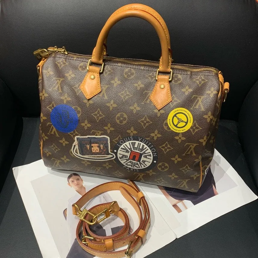 Louis Vuitton Speedy 30 Monogram Brown Canvas Shoulder Bag 30x22x17
