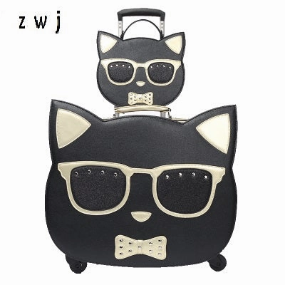 Lovely Cosmetic Bag Hello Kitty Girl Students Trolley Case Women Rolling Travel  Suitcase Luggage