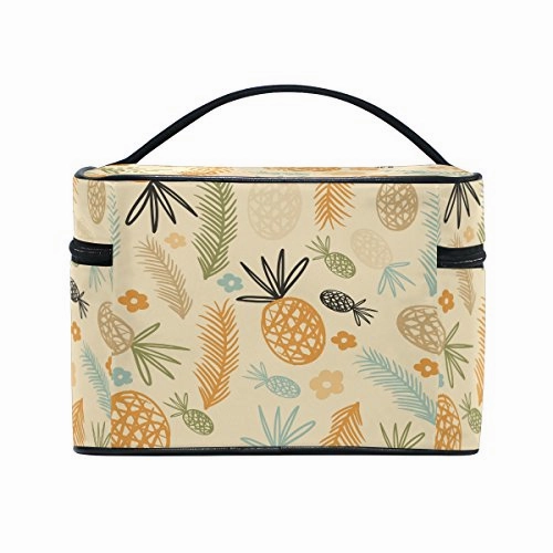 Makeup Bag Pineapple Flower Travel Cosmetic Bags Organizer Train Case Toiletry Make Up Pouch