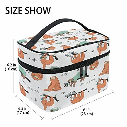 Makeup Bag Radio Sloth Travel Cosmetic Bags Organizer Train Case Toiletry Make Up Pouch
