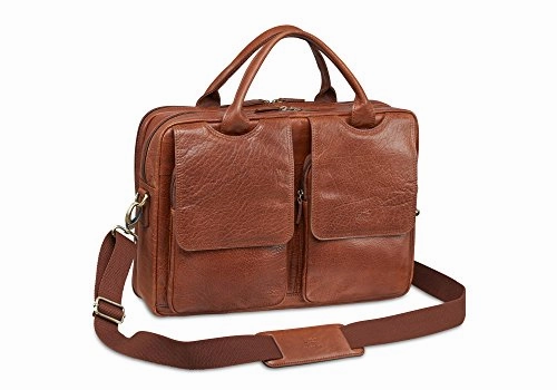 Mancini Leather Goods Double Compartment Briefcase for 15.6" Laptop and Tablet