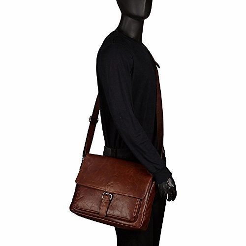 Mancini Leather Goods Messenger Bag with RFID Secure Pocket (Black)
