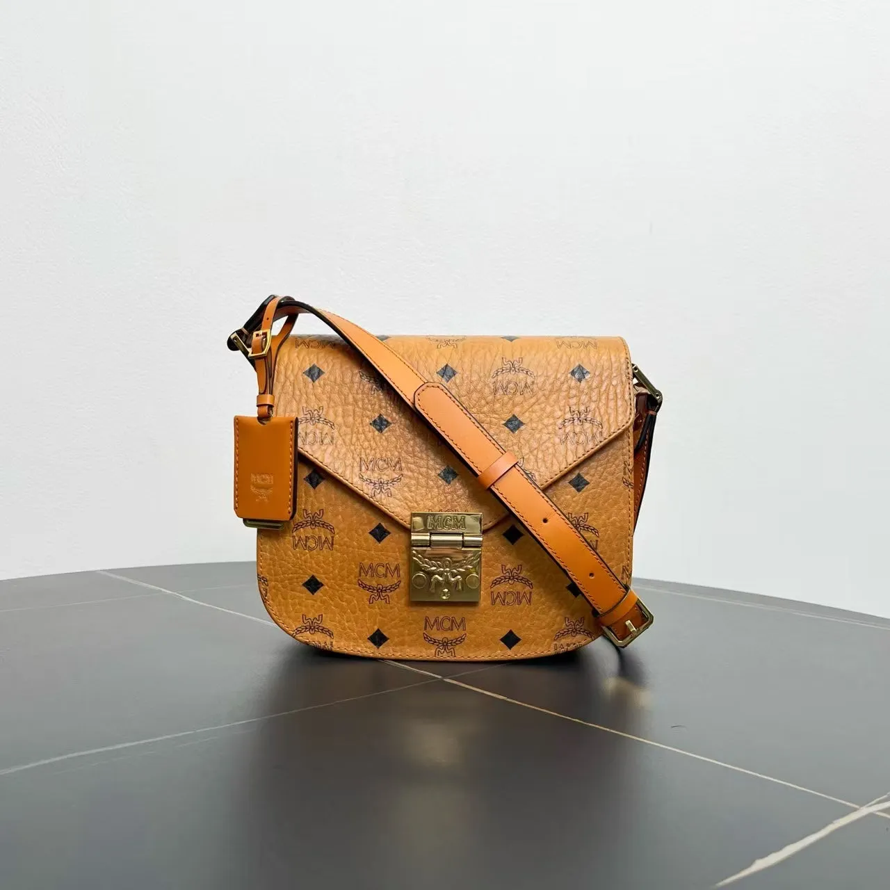 MCM Vintage Visetos Cognac Shoulder Bag - Preloved Designer Handbag