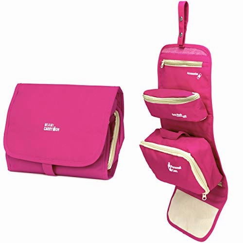 Miami CarryOn 3 in 1 Toiletry Bag - Foldable Hanging Toiletry Bag (Pink)