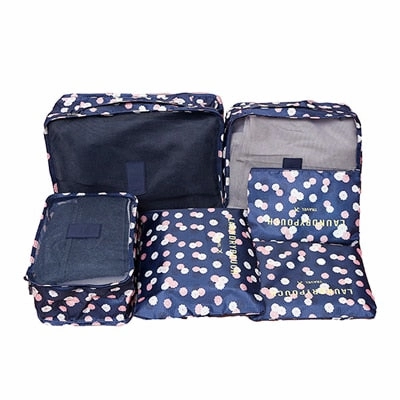 Mihawk  6Pcs/set Portable Packing Cube Travel Bags Women Clothes Cosmetic Sorting Storage Pouch