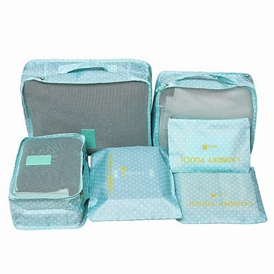 Mihawk 6Pcs/set Portable Travel Bags Large Capacity Packing Cube Clothing Underwear Sorting