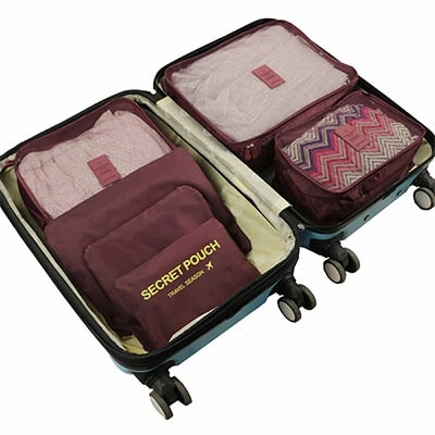 Mihawk 6Pcs/set Portable Travel Bags Large Capacity Packing Cube Clothing Underwear Sorting