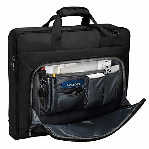 Modoker Suit Luggage Garment Bag with Shoulder Strap, Suit Carry on Bag Hanging Suitcase Black Garment Bags for Men Women Business Travel
