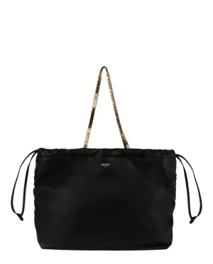 Moschino Drawstring Lettering Chain Shoulder Bag Womens 7554-8002-1555
