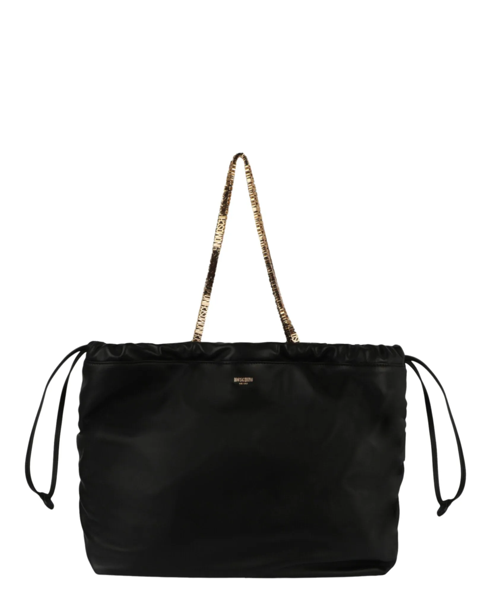 Moschino Drawstring Lettering Chain Shoulder Bag Womens 7554-8002-1555