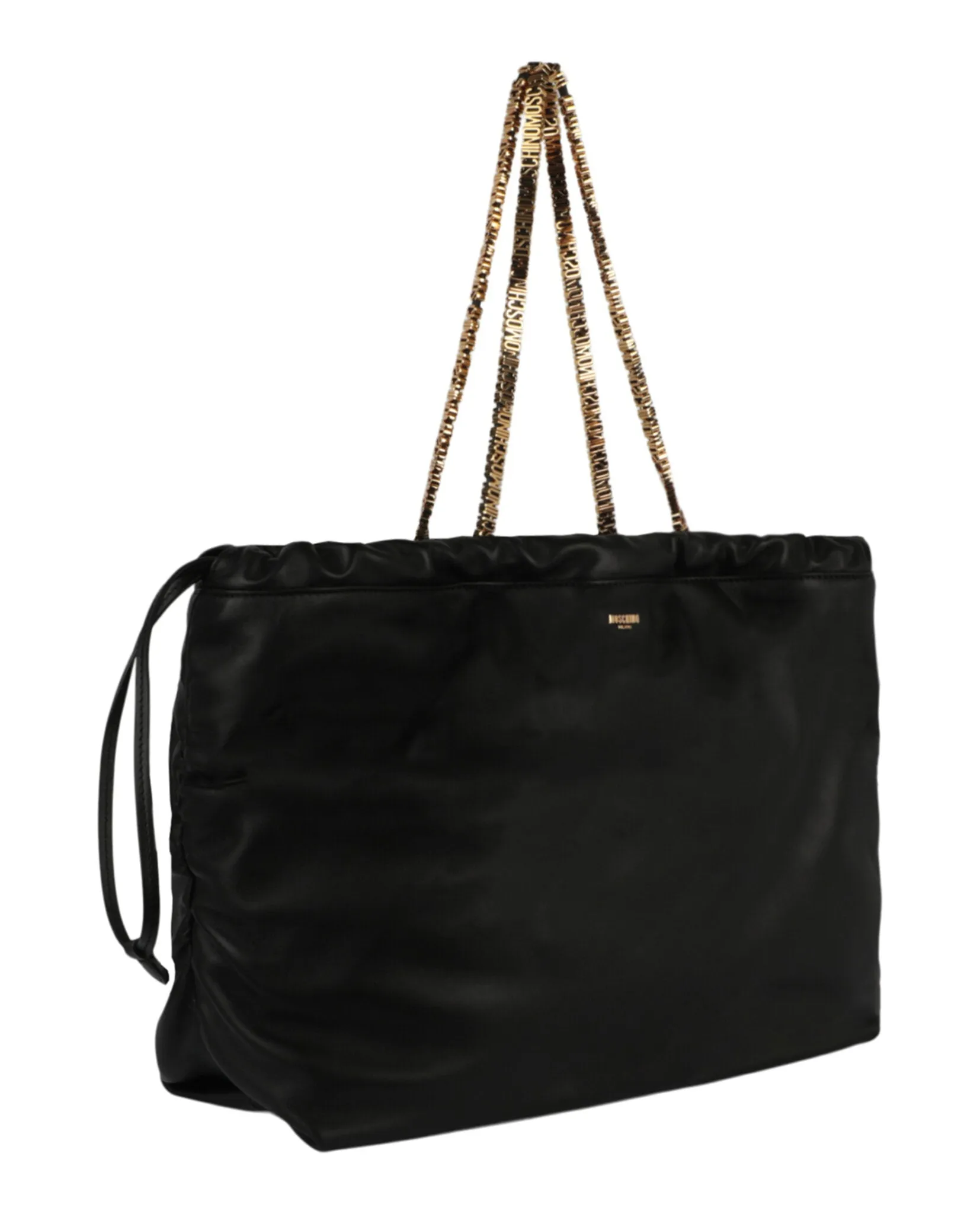 Moschino Drawstring Lettering Chain Shoulder Bag Womens 7554-8002-1555