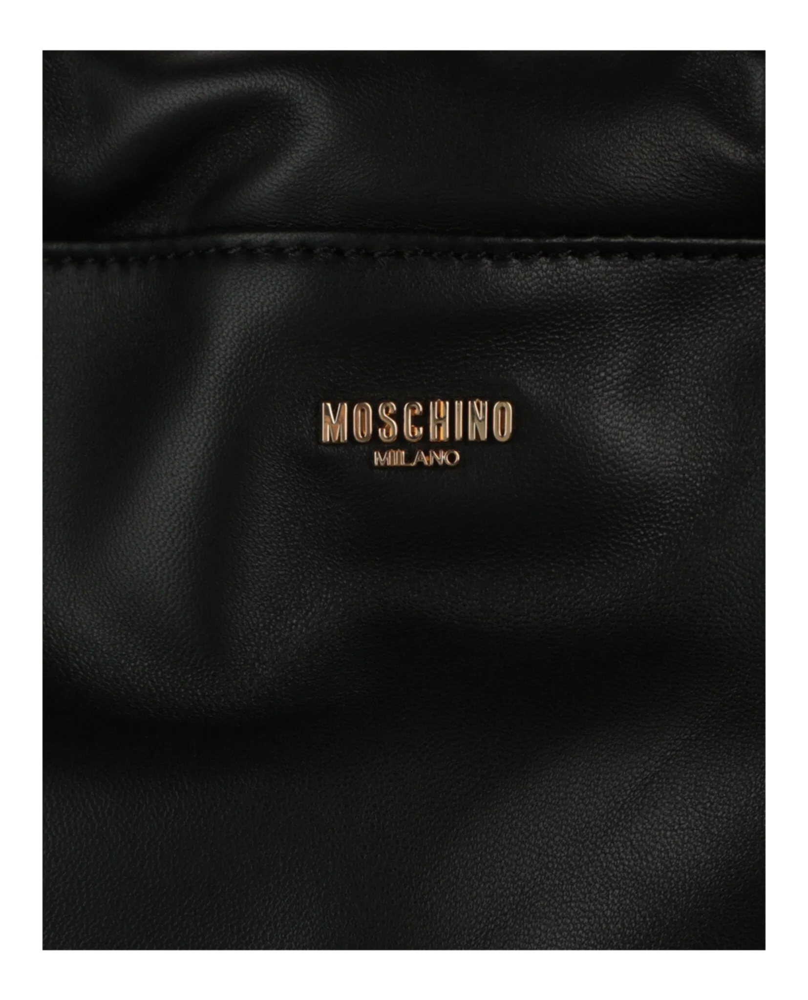 Moschino Drawstring Lettering Chain Shoulder Bag Womens 7554-8002-1555