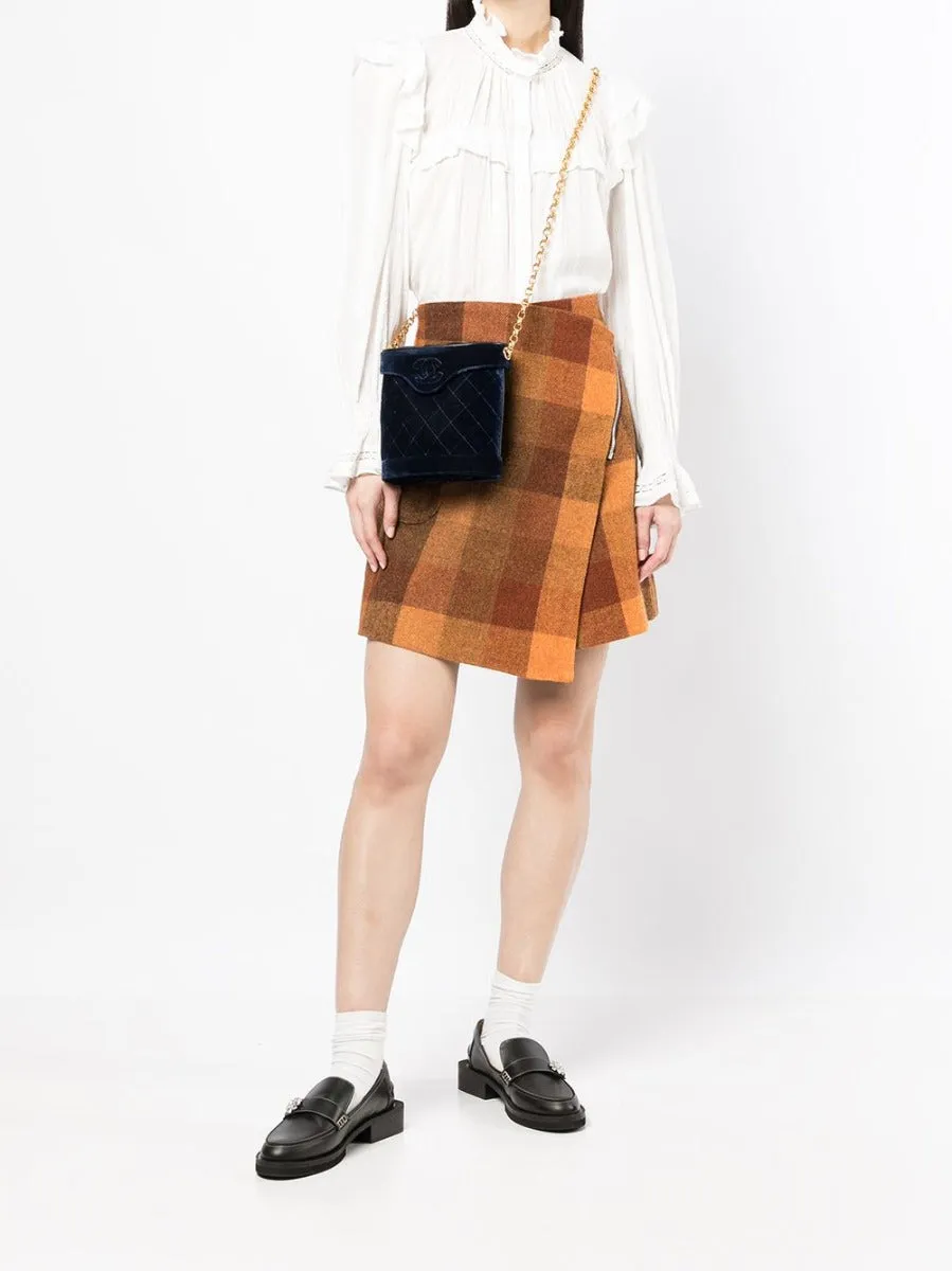 Navy Velvet Crossbody Binocular Bag
