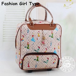 New!16" Women Korea Fashion Style Travel Duffle,Female Hello Kitty Cartoon Travel Luggage Bag On