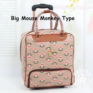 New!16" Women Korea Fashion Style Travel Duffle,Female Hello Kitty Cartoon Travel Luggage Bag On