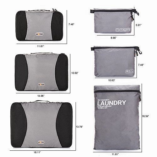 Nextour Packing Cubes Laundry Bag Toiletry Bag And Electronics Accessories Pouch 6 Set Travel