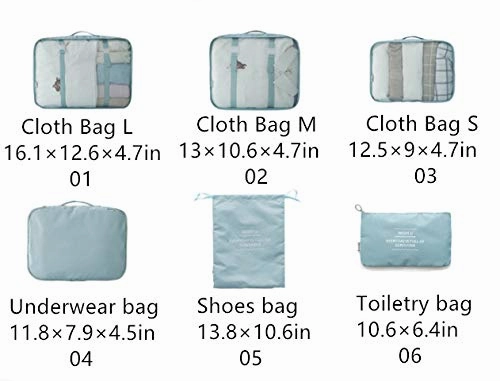 OEE 6 pcs Luggage Packing Organizers Packing Cubes Set for Travel