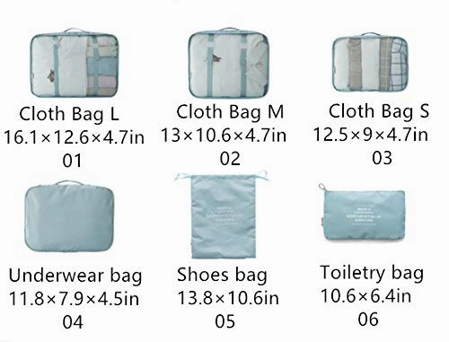 OEE 6 pcs Luggage Packing Organizers Packing Cubes Set for Travel