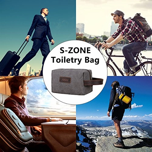 On Sale - S-Zone Canvas Travel Toiletry Bag Shaving Dopp Kit Cosmetic Makeup Bag (Gray)