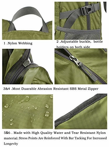 Outlander Packable Lightweight Travel Hiking Backpack Daypack (New Green)