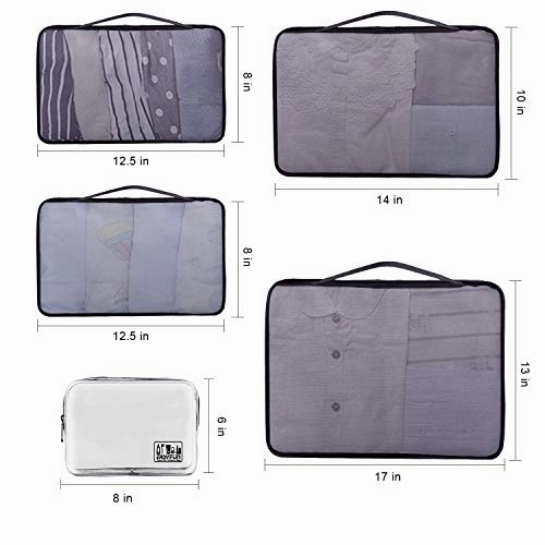 Packing Cubes for Travel Accessories Compression Luggage Organizer with TSA Approved Toiletry Bag (5-Pack)