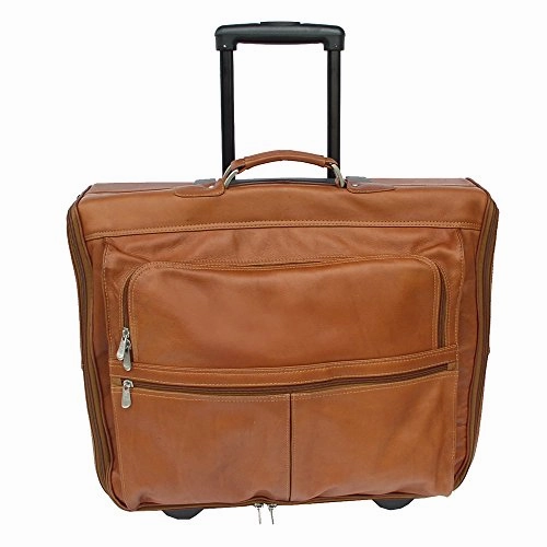 Piel Leather Garment Bag On Wheels, Saddle, One Size