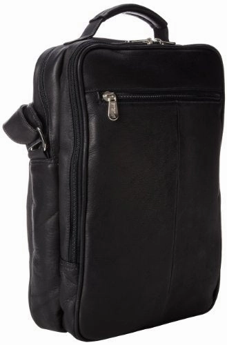 Piel Leather Laptop Shoulder Bag, Black, One Size