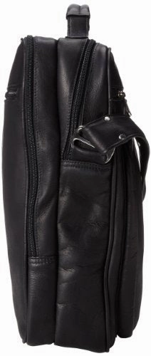 Piel Leather Laptop Shoulder Bag, Black, One Size