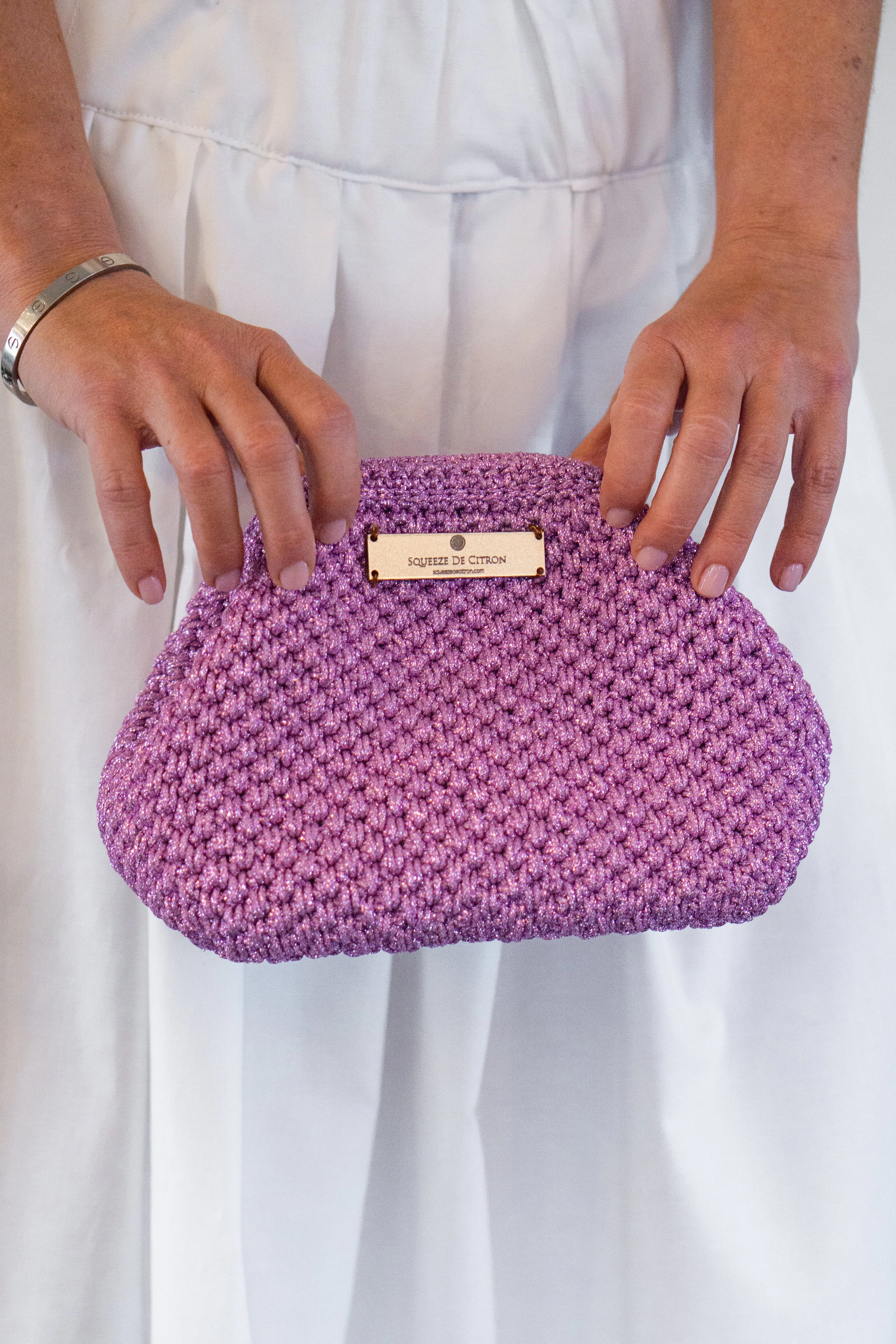 Pink Macrame Clutch (Golden Strap Included)