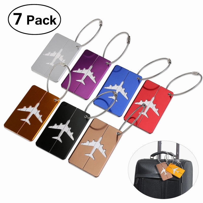 Pixnox Aluminum Air Plane Pattern Luggage Tag Baggage Handbag Id Tag Name Card Holder With Key Ring