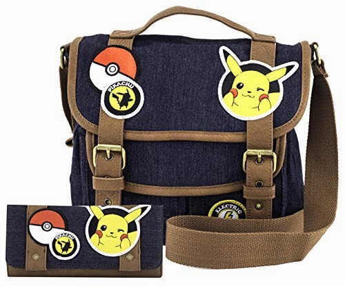 Pokmon Pikachu Patches Messenger Bag and Wallet Set by Loungefly (Multi)