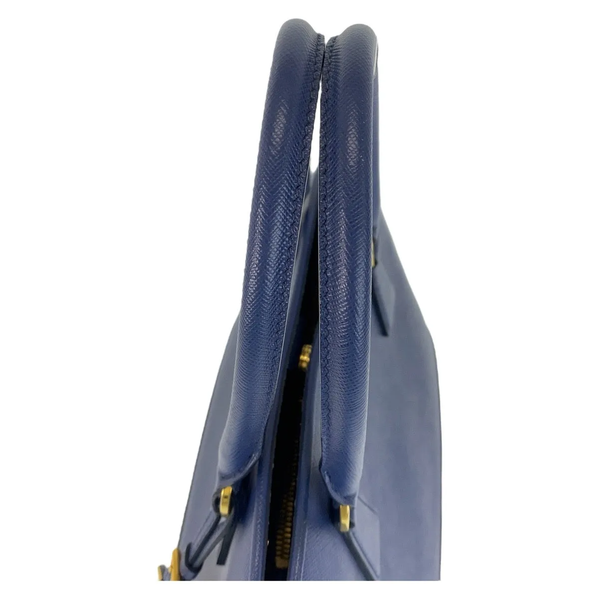 PRADA Handbag leather Blue GoldMetal Handbag Shoulder Bag 2way Safiano Women Used